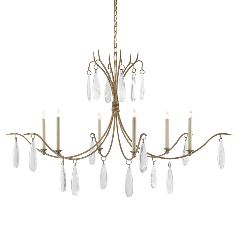 Люстра с прозрачными каплевидными подвесками Elegant Thin Chandelier Золотой Прозрачный в Санкт-петербурге | Loft Concept 