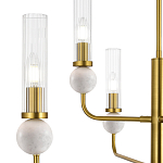 Люстра с 6-ю плафонами в форме стеклянных трубок и мраморных декоративных элементов Montreal варинант исполнения - 5 | Loft Concept в Санкт-петербурге