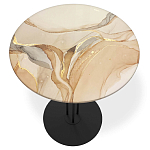 Стол журнальный круглый с бежевой столешницей из стекла Beige Marble варинант исполнения - 2 | Loft Concept в Санкт-петербурге