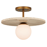 Потолочный светильник из травертина с плафоном из белого матового стекла Marble Glow варинант исполнения - 2 | Loft Concept в Санкт-петербурге