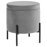 Серый пуф на черных ножках SANJAY варинант исполнения - 1 | Loft Concept в Санкт-петербурге