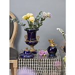 Ваза темно-синего цвета из фарфора с бронзовыми ручками в виде змей Высота 39 см Eden Garden porcelain and bronze варинант исполнения - 3 | Loft Concept в Санкт-петербурге