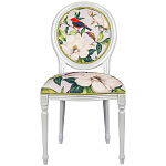 Стул светло-серый из натурального бука с изображением птиц и цветов Blooming Red Birds варинант исполнения - 1 | Loft Concept в Санкт-петербурге