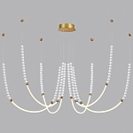 Люстра подвесная с 6-ю изогнутыми плафонами и белыми декоративными шариками PEARLS Suspension варинант исполнения - 3 | Loft Concept в Санкт-петербурге