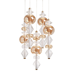 Люстра с плафонами из прозрачного и янтарного стекла в виде шаров и ромбов Gabriel Scott Luna варинант исполнения - 1 | Loft Concept в Санкт-петербурге