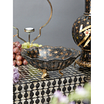 Блюдо черного цвета из фрафора на бронзовых ножках Eden Garden porcelain and bronze варинант исполнения - 3 | Loft Concept в Санкт-петербурге