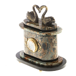 Часы настольные из натурального камня с декором в виде двух лебедей Swans Stone Clock варинант исполнения - 2 | Loft Concept в Санкт-петербурге