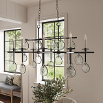 Люстра подвесная с 8-ю лампами и стеклянными круглыми подвесками Currey & Company варинант исполнения - 3 | Loft Concept в Санкт-петербурге