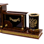 Настольный письменный набор с часами из природного камня обсидиана Royal Set варинант исполнения - 3 | Loft Concept в Санкт-петербурге