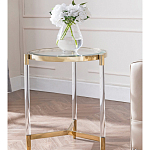 Золотой приставной столик с круглой стеклянной столешницей Weightless Table варинант исполнения - 8 | Loft Concept в Санкт-петербурге