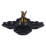 Менажница темно-синяя фарфоровая с бронзовой фигуркой ангела Eden Garden варинант исполнения - 1 | Loft Concept в Санкт-петербурге