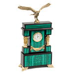 Часы настольные из натурального камня Малахит с декором в виде орла Eagle Stone Clock варинант исполнения - 2 | Loft Concept в Санкт-петербурге
