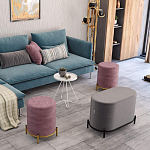 Банкетка круглая пыльно-розовый велюр на 4-х металлических ножках золотого цвета SANJAY варинант исполнения - 6 | Loft Concept в Санкт-петербурге