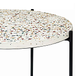 Кофейный столик с круглой разноцветной столешницей на 4-х черных ножках Multicolored Stone Composite варинант исполнения - 2 | Loft Concept в Санкт-петербурге