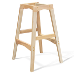 Барный стул со спинкой и подлокотниками на 4-х деревянных ножках Бежевый Велюр Ava Charm варинант исполнения - 3 | Loft Concept в Санкт-петербурге