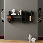 Полка прямая подвесная двухъярусная цвета антрацит BEADS BOOKCASE ANTHRACITE варинант исполнения - 1 | Loft Concept в Санкт-петербурге