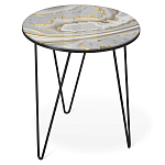 Стол журнальный c круглой столешницей из стекла серого цвета Gray and Gold Marble варинант исполнения - 1 | Loft Concept в Санкт-петербурге