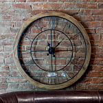 Часы настенные деревянные с римскими цифрами чёрного цвета Clock with History варинант исполнения - 2 | Loft Concept в Санкт-петербурге