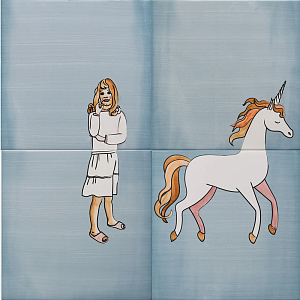 Плитка с узором Девочка единорог