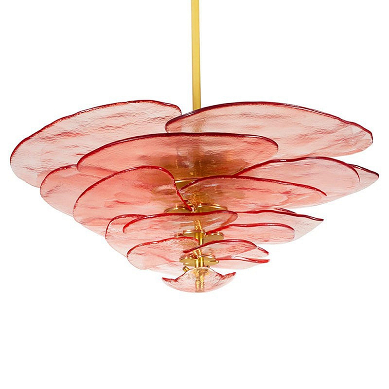 Люстра из розового стекла в форме листьев лотоса Glass Pink Sculpture Розовый Люстра из розового стекла в форме листьев лотоса Glass Pink Sculpture Розовый в Санкт-петербурге | Loft Concept
