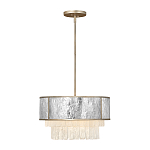 Люстра круглая с подвесками из текстурированного стекла молочного цвета Hinkley варинант исполнения - 9 | Loft Concept в Санкт-петербурге