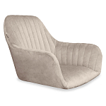 Барный стул со спинкой и подлокотниками на 4-х коричневых деревянных ножках Бежевый Велюр Ava Charm варинант исполнения - 5 | Loft Concept в Санкт-петербурге