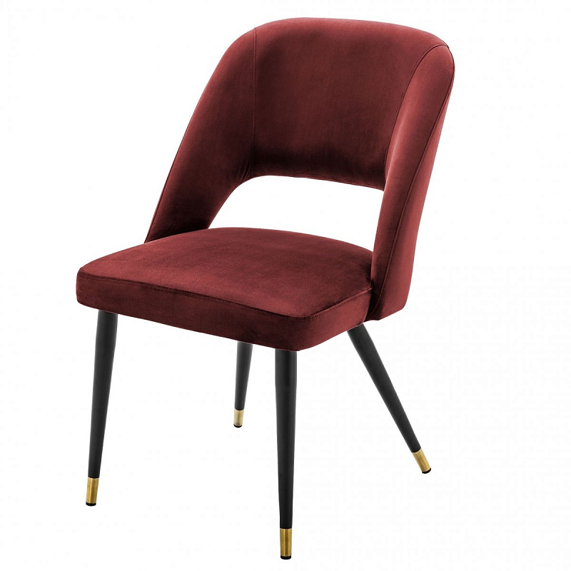 Стул Eichholtz Dining Chair Cipria Bordeaux Черный Латунь Красный в Санкт-петербурге | Loft Concept 