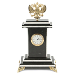 Часы настольные бронзовые с Гербом России из натурального камня Змевик Stone Clock варинант исполнения - 1 | Loft Concept в Санкт-петербурге