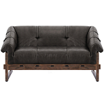 Двухместный диван Duncan винтажная черная кожа варинант исполнения - 1 | Loft Concept в Санкт-петербурге