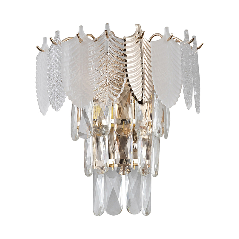 Бра Feather c Рельефным Стеклом Золотой Белый в Санкт-петербурге | Loft Concept 
