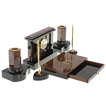 Настольный письменный набор с часами из природного камня обсидиана Royal Stone варинант исполнения - 3 | Loft Concept в Санкт-петербурге