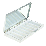 Таблетница карманная прямоугольная на 7 отделений с зеркалом и накладкой из натурального камня Содалит Silver Stone Pillboxes варинант исполнения - 2 | Loft Concept в Санкт-петербурге