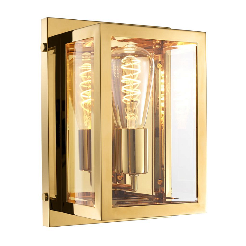 Бра Eichholtz Wall Lamp Odeon Gold Глянцевое золото Прозрачное Стекло в Санкт-петербурге | Loft Concept 