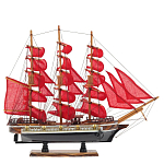 Декоративная модель деревянного парусника с красными парусами в подарочной упаковке With The low варинант исполнения - 1 | Loft Concept в Санкт-петербурге