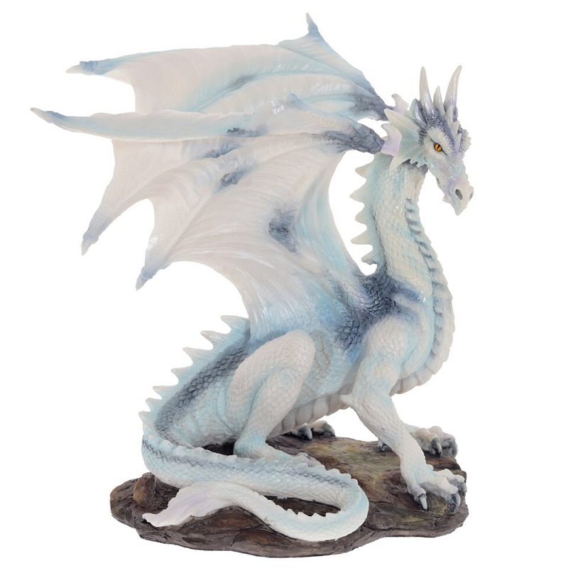 Декоративная статуэтка Белый Дракон Dragon White Statuette Белый Светло-синий Коричневый в Санкт-петербурге | Loft Concept 