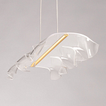 Люстра линейная с 3-мя белыми волнистыми плафонами Wave Line варинант исполнения - 7 | Loft Concept в Санкт-петербурге