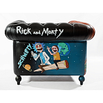 Кресло "Умный Умник" Rick and Morty graffiti chair натуральная кожа  варинант исполнения - 3 | Loft Concept в Санкт-петербурге