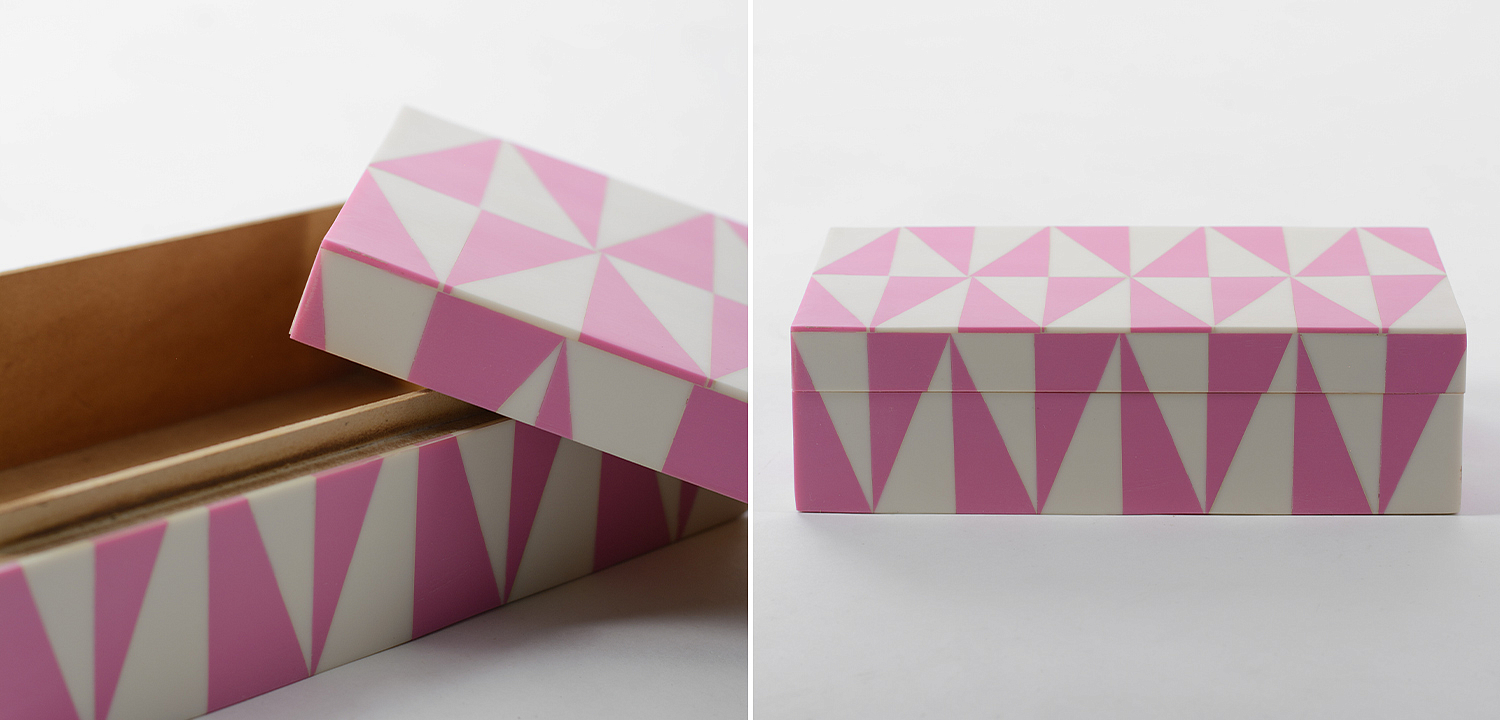 Шкатулка Pink Triangles Bone Inlay Box Шкатулка Pink Triangles Bone Inlay Box - Loft-Concept в Санкт-петербурге