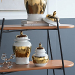 Ваза белая с крышкой и золотистыми фрагментами 24 см Chinoiserie Ceramics варинант исполнения - 4 | Loft Concept в Санкт-петербурге