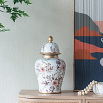 Ваза с нежным цветочным узором в пастельных тонах и крышкой с золотым акцентом Chinoiserie Ceramics варинант исполнения - 5 | Loft Concept в Санкт-петербурге