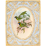 Декоративный постер с изображением птиц в раме с рельефным растительным узором Blooming Birds Poster варинант исполнения - 4 | Loft Concept в Санкт-петербурге