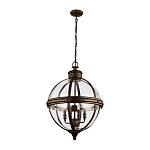 Подвесной светильник бронзового цвета с прозрачным стеклянным плафоном в форме шара в индустриальном стиле на цепи 4 лампы Feiss варинант исполнения - 2 | Loft Concept в Санкт-петербурге