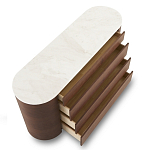 Дизайнерский комод овальной формы с белой столешницей и 4-мя ящиками Gioli варинант исполнения - 1 | Loft Concept в Санкт-петербурге