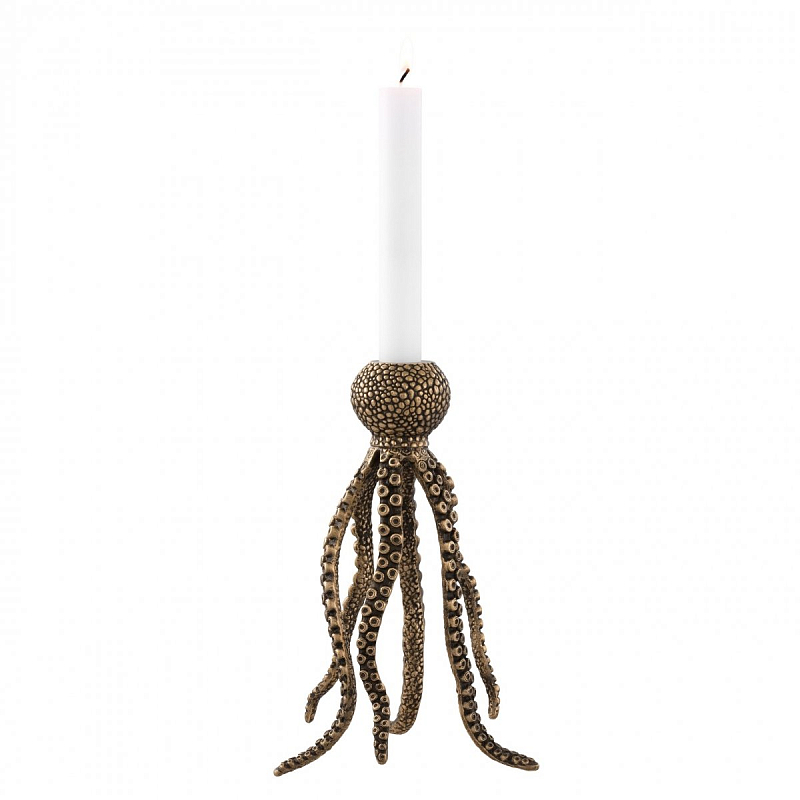 Подсвечник Eichholtz Candle Holder Octopus Латунь Античная полированная в Санкт-петербурге | Loft Concept 