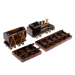 Часы настольные в виде паровоза из натурального камня Обсидиан Train Stone Clock варинант исполнения - 3 | Loft Concept в Санкт-петербурге