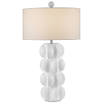 Настольная лампа белая с тканевым абажуром в форме цилиндра Morphing варинант исполнения - 3 | Loft Concept в Санкт-петербурге