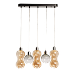 Люстра с 3-мя плафонами волнообразной формы цвета янтарь и 2-мя прозрачными шарообразными плафонами Lucid Rain  варинант исполнения - 2 | Loft Concept в Санкт-петербурге