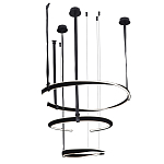 Люстра подвесная с 3-мя кольцами из кожаных ремней черного цвета Half Ring Horizontal  варинант исполнения - 2 | Loft Concept в Санкт-петербурге