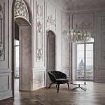 Люстра подвесная круглая с изогнутыми металлическими дугами и ниспадающими цепочками 65 см Atlantis Chain варинант исполнения - 18 | Loft Concept в Санкт-петербурге