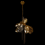 Люстра подвесная со стеклянными плафонами из дымчатого и золотистого с тремя вертикальными подвесками Gilded Mirage  варинант исполнения - 6 | Loft Concept в Санкт-петербурге